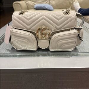 Gucci Cream Quilted Crossbody Bag with Gold Accents